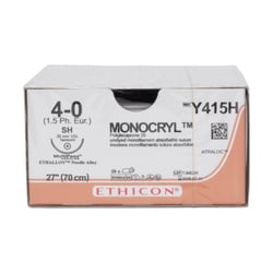 Med Vet International Ethicon Monocryl Poliglecaprone 25 Suture, Size 4-0,