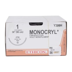 Med Vet International Ethicon Monocryl Poliglecaprone 25 Suture, Size 1,
