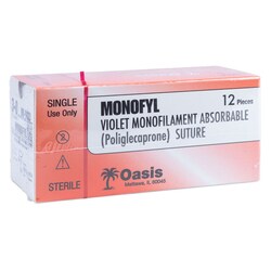 Med Vet International Oasis Monofyl (Poliglecaprone) Suture, Size 3-0,