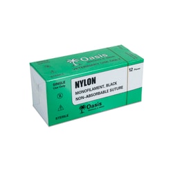 Med Vet International Oasis Nylon Suture, Size 0, with NFSL Needle, 12/box,