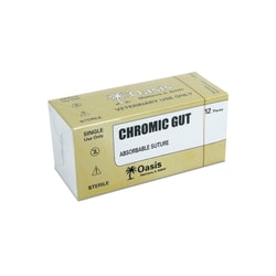 Med Vet International Oasis Chromic Gut Suture, Size 0, with NCT-2 Needle,