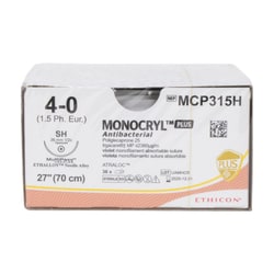 Med Vet International Ethicon Monocryl Plus Antibacterial Suture, Size