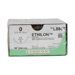 Med Vet International Ethicon Ethilon Nylon Suture, Size 0, CT, 96In, Black,