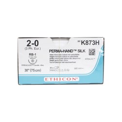 Med Vet International Ethicon Permahand Silk Suture, Size 2-0, RB-1, 30In,