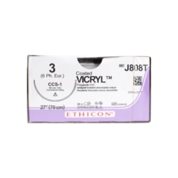 Med Vet International Ethicon Vicryl Polyglactin 910 Suture, Size 3, CCS-1,