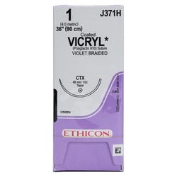 Med Vet International Ethicon Vicryl Polyglactin 910 Suture, Size 1, CTX,