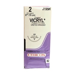 Med Vet International Ethicon Vicryl Suture, Size 2, CP, 27in, 36/Box,