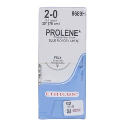 Med Vet International&nbsp;Ethicon Prolene Polypropylene Suture, Size 2-0, FSLX, 30In, Blue, 36/Box
