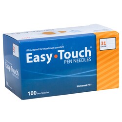 Med Vet International EasyTouch Pen Needles, 31G x 1/4in, 100/Box, Quantity: