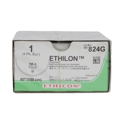 Med Vet International Ethicon Ethilon Nylon Suture, Size 1, TP-1, 60In,