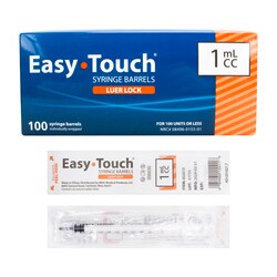 Med Vet International&nbsp;EasyTouch Luer Lock Tuberculin Syringe Barrels, TB, 1ml, 100/Box
