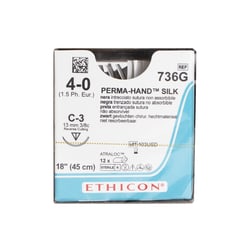 Med Vet International Ethicon Permahand Silk Suture, Size 4-0, C-3, 18In,