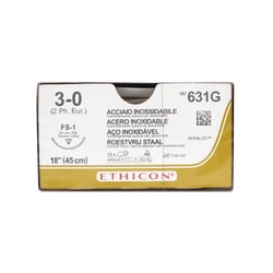 Med Vet International Ethicon Surgical Steel Suture, Size 3-0, FS-1, 18In,