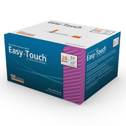 Med Vet International EasyTouch U-100 Insulin Syringe, 28G X 1/2in, 0.5mL,