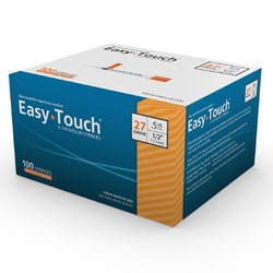 Med Vet International&nbsp;EasyTouch U-100 Insulin Syringe, 27G X 1/2in, 0.5mL, 100/Box