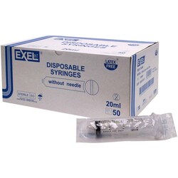 Med Vet International&nbsp;Exel Syringe, 20-25mL, Luer Slip, 50/BX, 26281