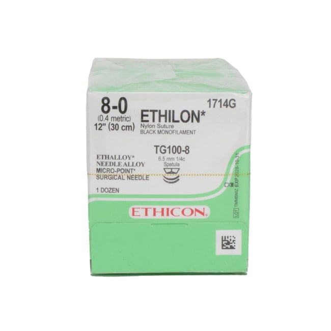 Med Vet International Ethicon Ethilon Nylon Suture, Size 8-0
