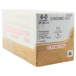 Med Vet International Ethicon Chromic Gut Suture, Size 4-0, P-3, 18In,