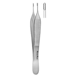 Med Vet International&nbsp;Miltex MeisterHand Brown-Adson Tissue Forceps, 4.75in, Straight, 7 X 7 Teeth, Side Grasping, German, MH6-124