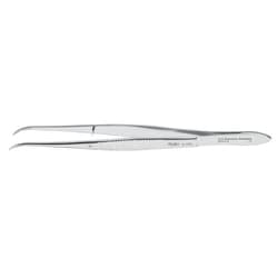 Med Vet International&nbsp;Miltex Dressing Forceps, 5in, Curved, Serrated, Narrow Tips, German, 6-100