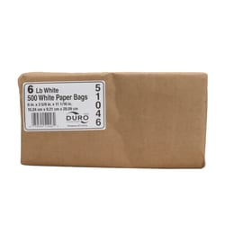 Med Vet International&nbsp;General Paper Grocery Bag, 35lb White, Standard 6in x 3 5/8in x 11 1/16in, 500 Bags