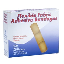Med Vet International Plastic Adhesive Bandages, 3/4 in x 3 in 100/Box,