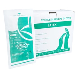 Med Vet International&nbsp;AHS Sterile Disposable Latex Surgical Gloves, Powder-Free and Sterile, Packaged in Pairs, Professional Medical and Healthcare Use, Veterinary Clinic, Size 7.5, 1 Box of 50 Pairs