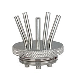 Chemglass Life Sciences 5-Port Adapter, G 3/4 Thread, 30° Angled 1/8