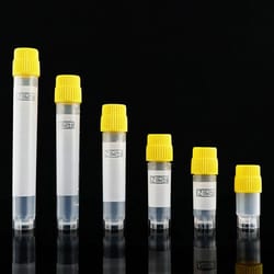 Chemglass Life Sciences&nbsp;Chemglass Cryogenic vial, 5.0 mL, self-standing, external thread, sterile, laser-etched 2D barcode, racked (9 x 9), 486/case