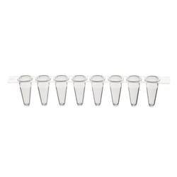 Chemglass Life Sciences&nbsp;Flat 8-Strip PCR Caps, Clear, Sterile, Nest - Compatible with 0.2 mL PCR 8-Strip Tubes, 125/Pack