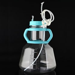 Chemglass Life Sciences Flask, Erlenmeyer, 5L, High Efficiency, Polycarbonate, Plain Bottom, with Pre-Assembled Tube System, Sterile