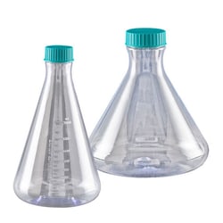 Chemglass Life Sciences&nbsp;Chemglass Erlenmeyer Flask, Polycarbonate, 2,000 mL, Sterile, Seal Cap, Flat Bottom