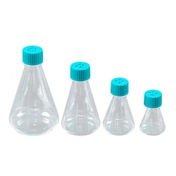 Chemglass Life Sciences&nbsp;Chemglass Erlenmeyer Flask, Polycarbonate, 125 mL, Flat Bottom, Vent Filter Cap, Sterile (CGN-2094-125)