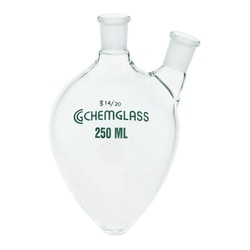 Chemglass Life Sciences&nbsp;Chemglass 100 mL 2-Neck Pear-Shaped Heavy-Wall Flask, 14/20 Joints (CG-1558-18)