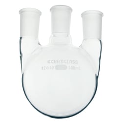 Chemglass Life Sciences&nbsp;Chemglass 72,000 mL Heavy-Wall 3-Neck Round Bottom Flask (CG-1522-78), 1-CN 55/50 outer, 2-SN 45/50 outer