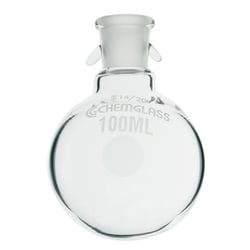 Chemglass Life Sciences&nbsp;Chemglass 15 mL Heavy-Wall Round-Bottom Flask, Single Neck, 14/20 Outer Joint with Hooks