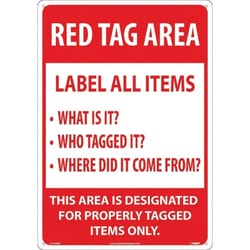 MSC RED TAG AREA LABEL SIGN