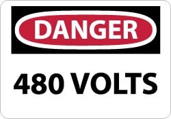 MSC&nbsp;DANGER 480 VOLTS SIGN