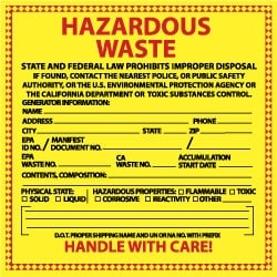 MSC&nbsp;HAZ WASTE LBL-HAZ WST CAL