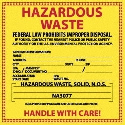 MSC&nbsp;HAZ WASTE LBL-NEW JERSY R