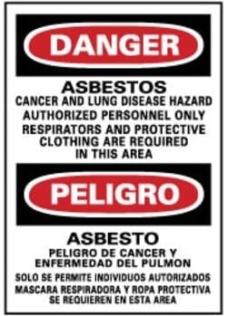 MSC&nbsp;DANGER ASBESTOS CNCR SIGN