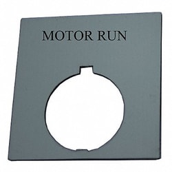 Grainger LegendPlate MotorRun Wht/Blk Rectangular