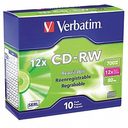 Grainger CD-RW Disc 700 MB 80 min 12x PK10