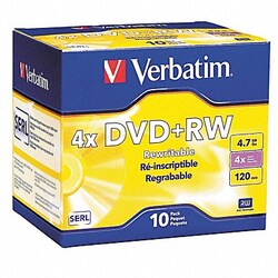 Grainger DVD+RW Disc 4.70 GB 120 min 4x PK10