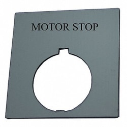 Grainger&nbsp;LegendPlate MotorStop Wht/Blk Rectangle