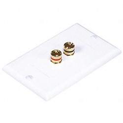 Grainger A/V Wallplate Banana Post 2pc 1Spkr Wht, Quantity: Each of 1