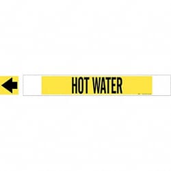 Grainger Pipe Marker Hot Water 4 in H 24 in W