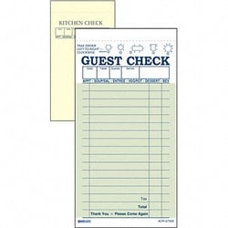 Grainger Guest Checks 2-Part Carbonless PK50, Quantity: Pack of 1