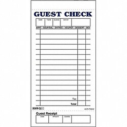 Grainger Guest Checks  Receipts PK50