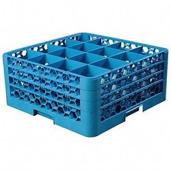 Grainger Glass Rack w/3 Extender 19.88 L Blue PK2